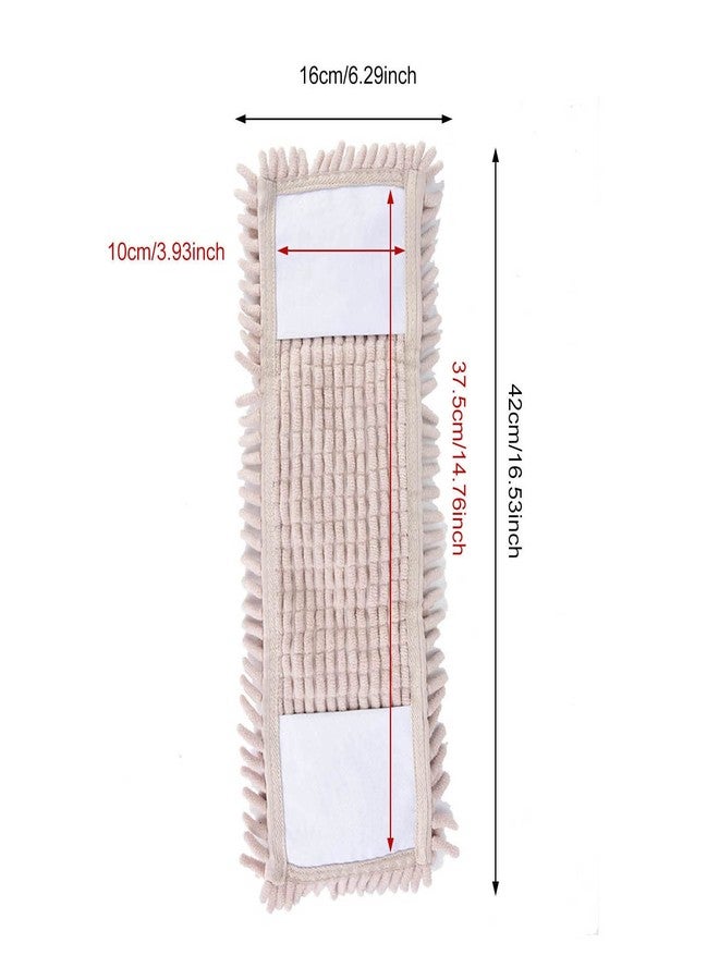 CHEOTIME Reusable Dry Sweeping Cloths, Chenille Reusable Mop Pads Floor Mop Pads Refills Flat Mop Pads Flat Replacements Heads for Floor Cleaning(Cream-Coloured) - Image 2